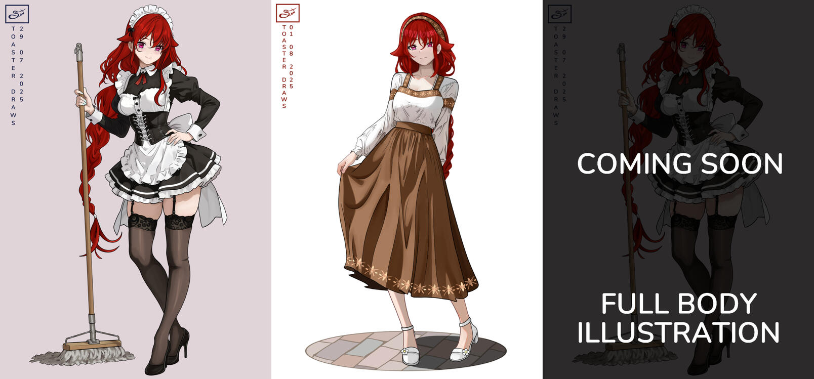 An example prepared by the artist Toaster for a full body character illustration.