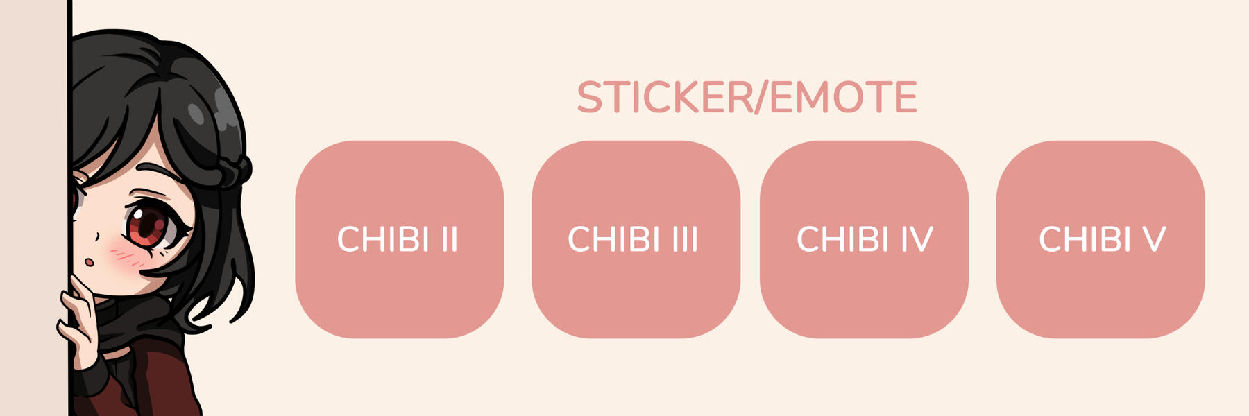 An example prepared by the artist Toaster for a set of 1, 3 or 5 sticker/emotes.
