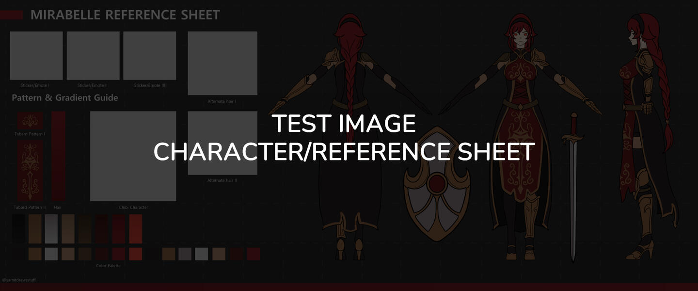 An example prepared by the artist Toaster for a character/reference sheet for chibi characters.