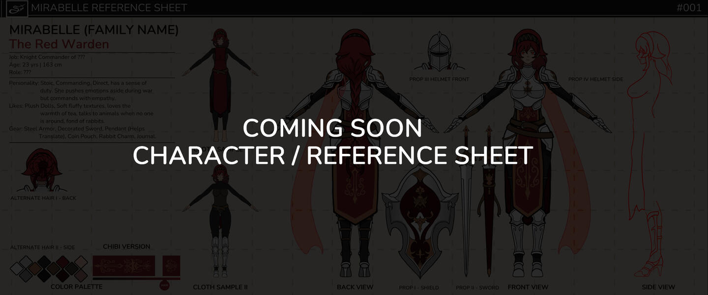 An example prepared by the artist Toaster for a character/reference sheet for regular characters.